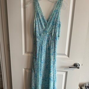 Elegant Blue Floral Dress